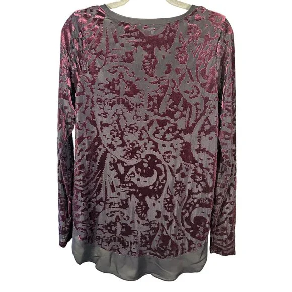 Simply Vera Wang Velvet Burnout M Top Sheer Whimsigoth Fairy  Grunge - Picture 2 of 9